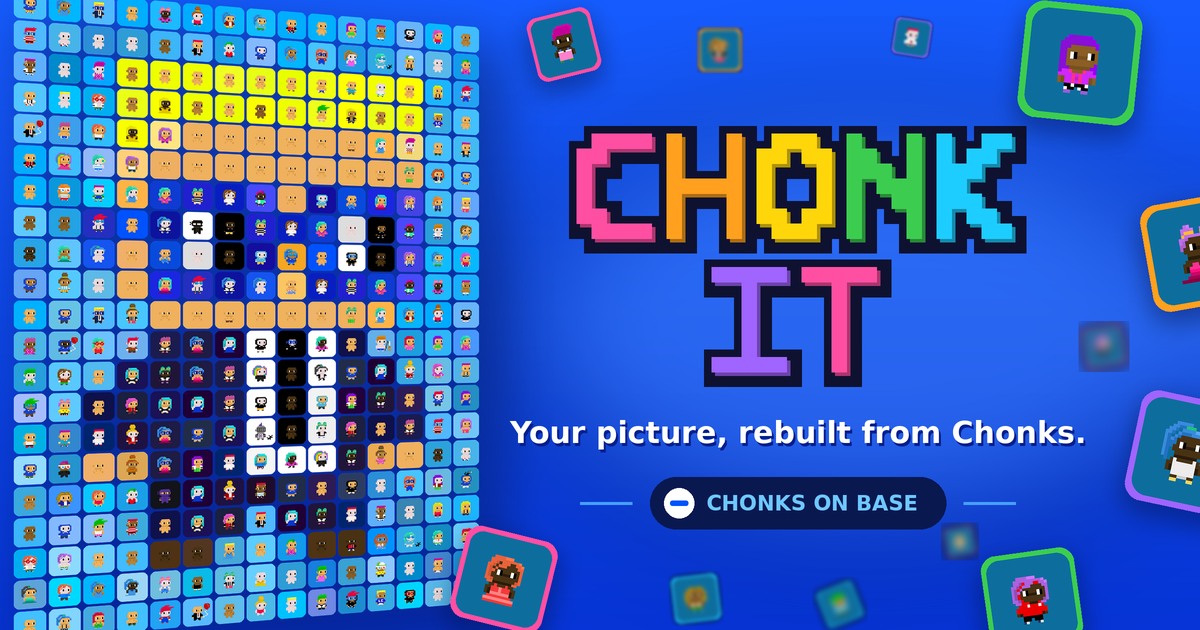 A picture rebuilt as a mosaic of Chonks